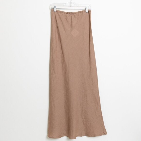 Baserange Dydine Skirt Linen Flared Maxi Ocular Brown Sheer Lagenlook - Picture 4 of 11